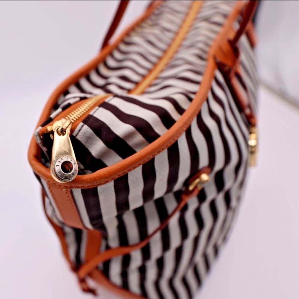 SOLD LIVE!Henri Bendel NY Striped Canvas W 57th Tote w/ Dust Bag 22WX12HX6D - Picture 5 of 13